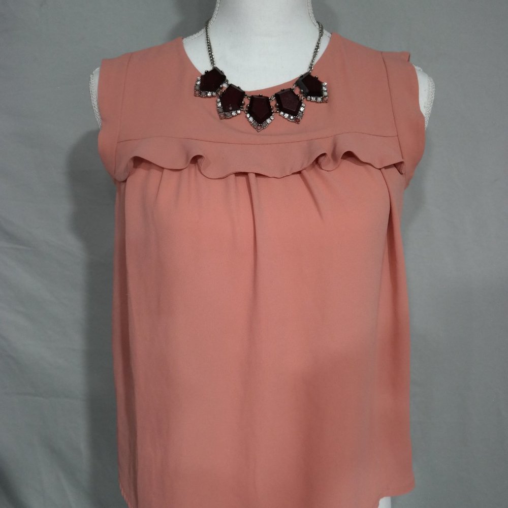Loft XX-Small Petite Blush Ruffle  Fashion Tank